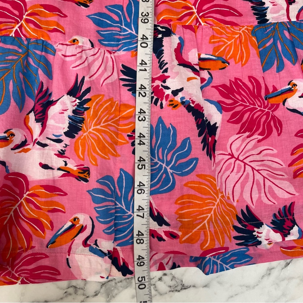 Printfresh Gabriela Midi Dress in Pelican Palms Pink Blue Wrap Style Large - Picture 10 of 16